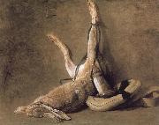 Jean Baptiste Simeon Chardin Hare and hunting with tinderbox oil